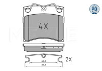 Kit de plaquettes de frein, frein à disque MEYLE-PD Quality 025 206 5217/PD