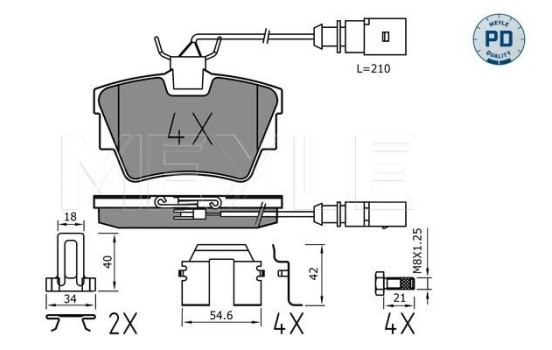 Kit de plaquettes de frein, frein à disque MEYLE-PD Quality 025 232 2416-1/PD