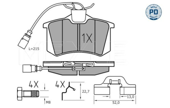 Kit de plaquettes de frein, frein à disque MEYLE-PD Quality 025 235 5417/PD, Image 3