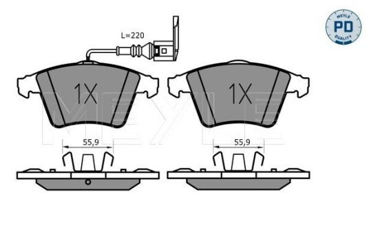 Kit de plaquettes de frein, frein à disque MEYLE-PD Quality 025 237 4619/PD
