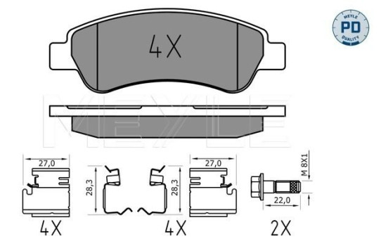 Kit de plaquettes de frein, frein à disque MEYLE-PD Quality 025 244 6519/PD