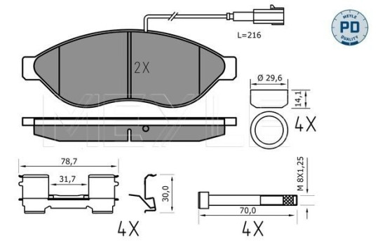 Kit de plaquettes de frein, frein à disque MEYLE-PD Quality 025 244 6819-2/PD