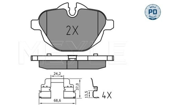 Kit de plaquettes de frein, frein à disque MEYLE-PD Quality 025 245 6118/PD