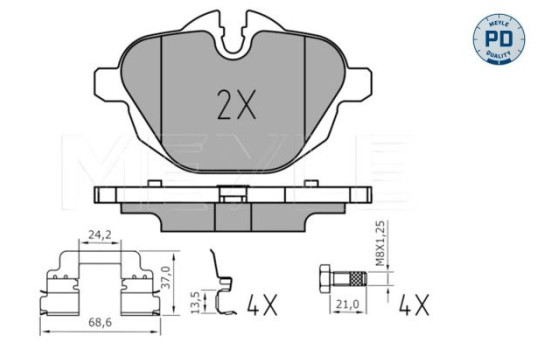 Kit de plaquettes de frein, frein à disque MEYLE-PD Quality 025 245 6118/PD, Image 3