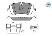 Kit de plaquettes de frein, frein à disque MEYLE-PD Quality 025 257 2016/PD