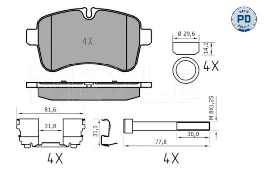 Kit de plaquettes de frein, frein à disque MEYLE-PD Quality 025 292 3221/PD, Image 2