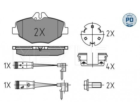 Kit de plaquettes de frein, frein à disque MEYLE-PD Quality