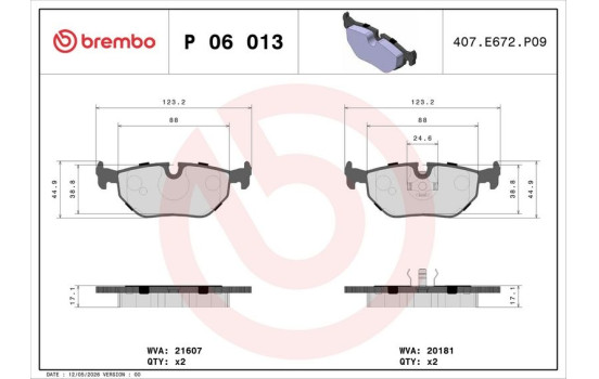 Kit de plaquettes de frein, frein à disque P 06 013 Brembo, Image 3
