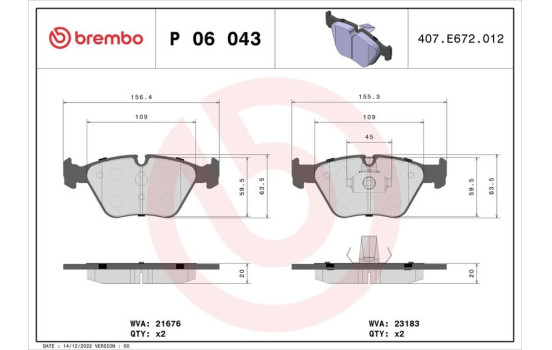 Kit de plaquettes de frein, frein à disque P 06 043 Brembo, Image 2