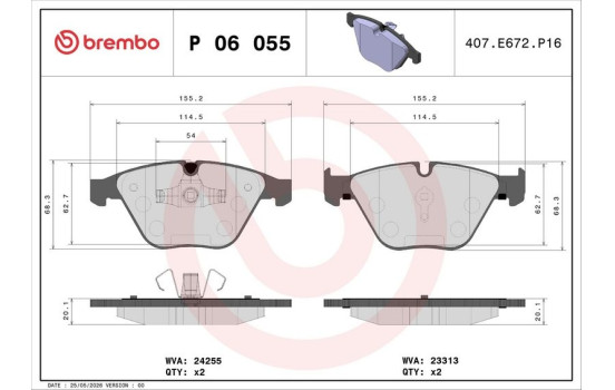 Kit de plaquettes de frein, frein à disque P 06 055 Brembo, Image 3