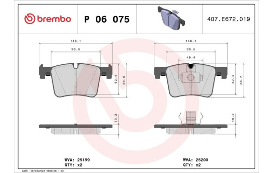 Kit de plaquettes de frein, frein à disque P 06 075 Brembo, Image 2