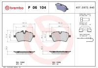 Kit de plaquettes de frein, frein à disque P 06 104 Brembo