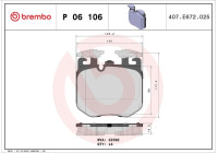 Kit de plaquettes de frein, frein à disque P 06 106 Brembo