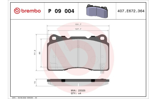 Kit de plaquettes de frein, frein à disque P 09 004 Brembo, Image 2