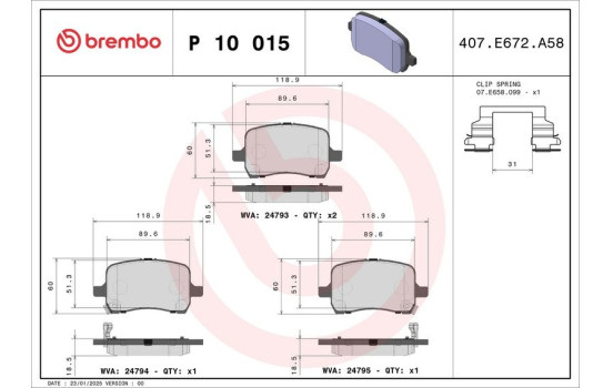 Kit de plaquettes de frein, frein à disque P 10 015 Brembo, Image 2