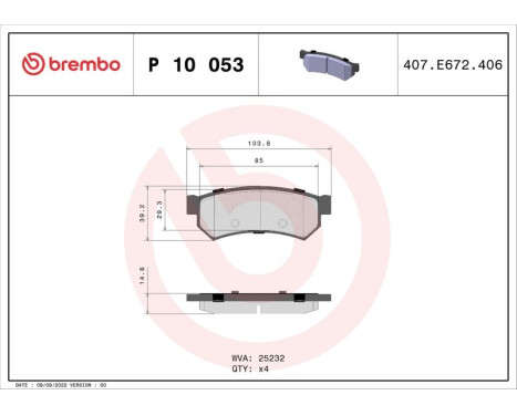 Kit de plaquettes de frein, frein à disque P 10 053 Brembo, Image 3