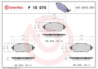 Kit de plaquettes de frein, frein à disque P 10 070 Brembo
