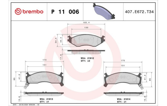 Kit de plaquettes de frein, frein à disque P 11 006 Brembo, Image 3