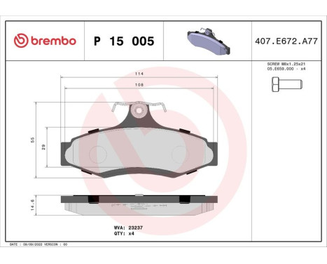 Kit de plaquettes de frein, frein à disque P 15 005 Brembo, Image 3