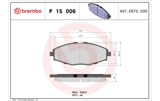 Kit de plaquettes de frein, frein à disque P 15 006 Brembo, Image 2