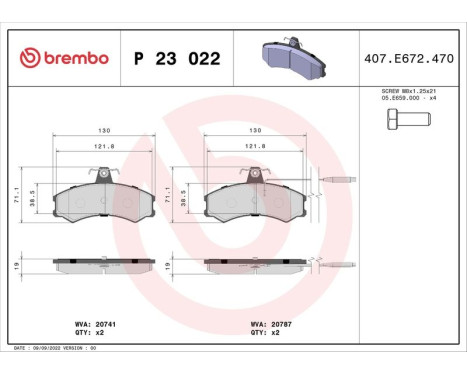 Kit de plaquettes de frein, frein à disque P 23 022 Brembo, Image 3