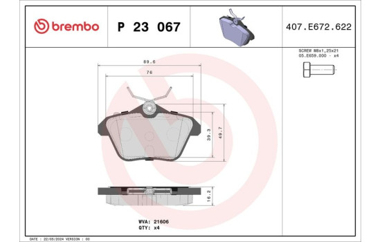 Kit de plaquettes de frein, frein à disque P 23 067 Brembo, Image 2