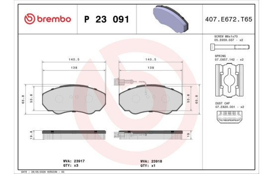 Kit de plaquettes de frein, frein à disque P 23 091 Brembo, Image 3