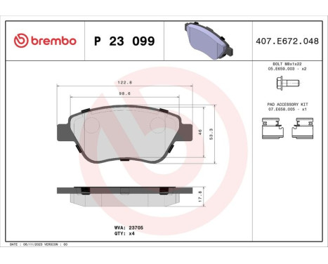 Kit de plaquettes de frein, frein à disque P 23 099 Brembo, Image 3