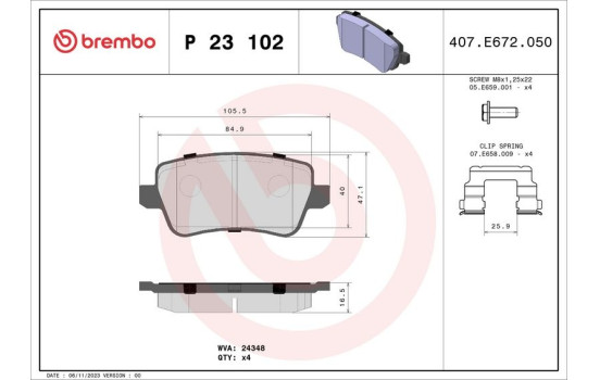 Kit de plaquettes de frein, frein à disque P 23 102 Brembo, Image 2