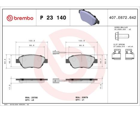 Kit de plaquettes de frein, frein à disque P 23 140 Brembo, Image 3