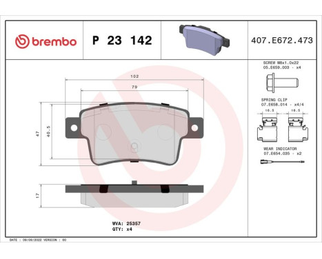 Kit de plaquettes de frein, frein à disque P 23 142 Brembo, Image 3