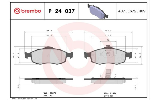 Kit de plaquettes de frein, frein à disque P 24 037 Brembo, Image 3