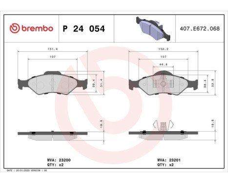 Kit de plaquettes de frein, frein à disque P 24 054 Brembo, Image 3