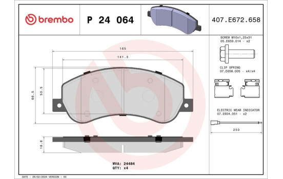 Kit de plaquettes de frein, frein à disque P 24 064 Brembo, Image 2