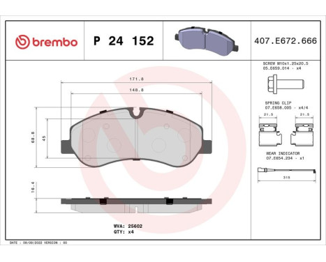 Kit de plaquettes de frein, frein à disque P 24 152 Brembo, Image 3