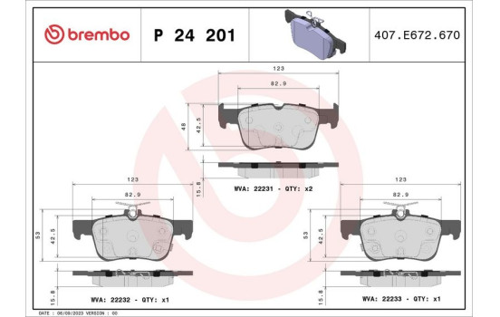 Kit de plaquettes de frein, frein à disque P 24 201 Brembo, Image 3