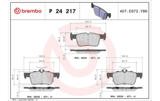 Kit de plaquettes de frein, frein à disque P 24 217 Brembo, Image 2