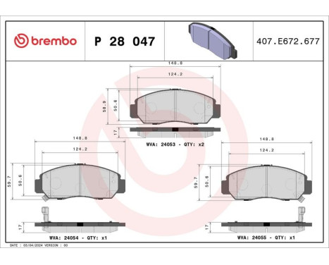 Kit de plaquettes de frein, frein à disque P 28 047 Brembo, Image 3