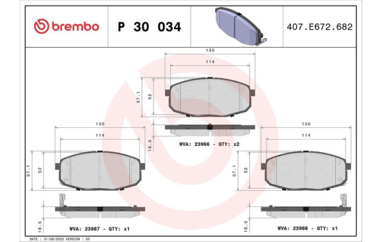 Kit de plaquettes de frein, frein à disque P 30 034 Brembo, Image 2