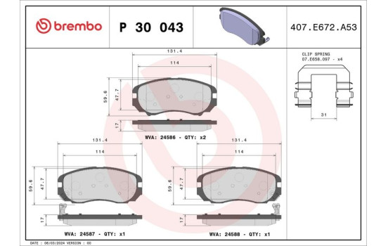 Kit de plaquettes de frein, frein à disque P 30 043 Brembo, Image 2