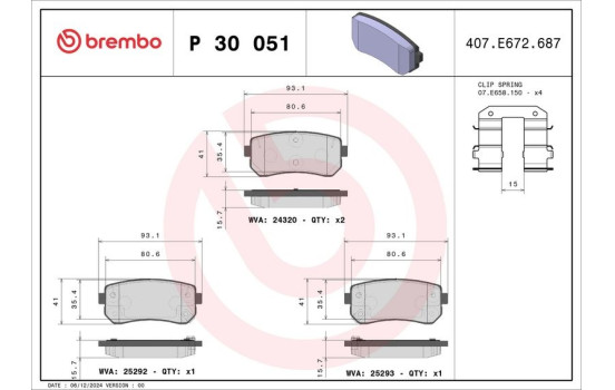 Kit de plaquettes de frein, frein à disque P 30 051 Brembo, Image 2