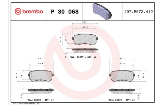 Kit de plaquettes de frein, frein à disque P 30 068 Brembo, Image 3