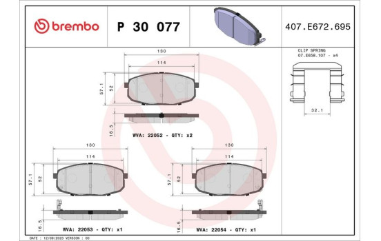 Kit de plaquettes de frein, frein à disque P 30 077 Brembo, Image 2