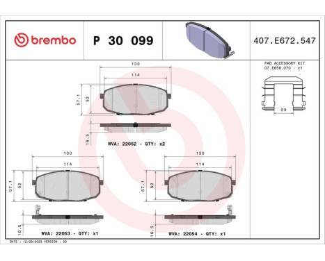 Kit de plaquettes de frein, frein à disque P 30 099 Brembo, Image 2