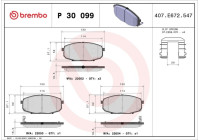 Kit de plaquettes de frein, frein à disque P 30 099 Brembo