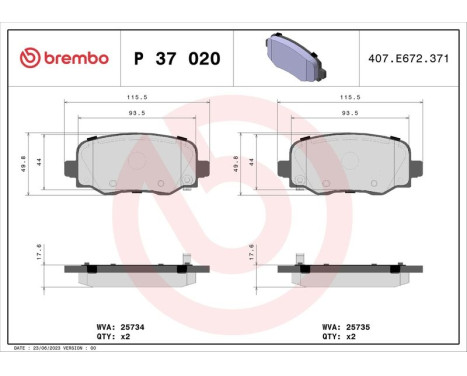 Kit de plaquettes de frein, frein à disque P 37 020 Brembo, Image 3