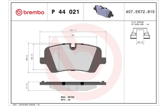 Kit de plaquettes de frein, frein à disque P 44 021 Brembo, Image 2