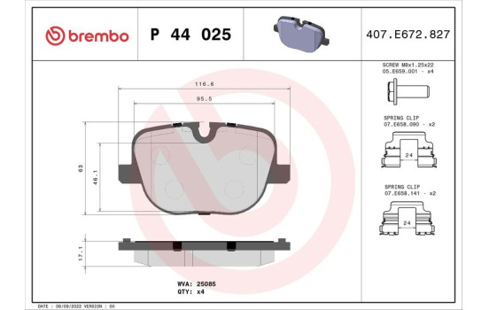 Kit de plaquettes de frein, frein à disque P 44 025 Brembo, Image 2