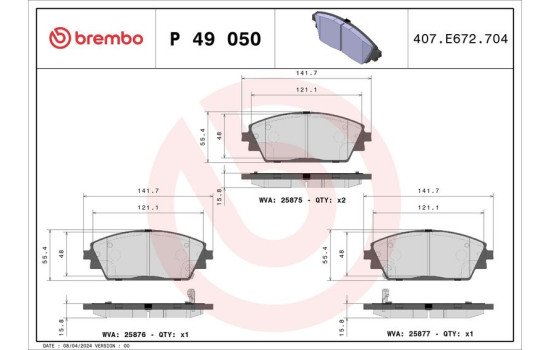 Kit de plaquettes de frein, frein à disque P 49 050 Brembo