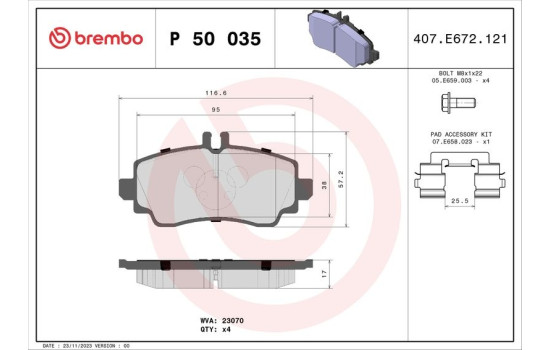 Kit de plaquettes de frein, frein à disque P 50 035 Brembo, Image 2